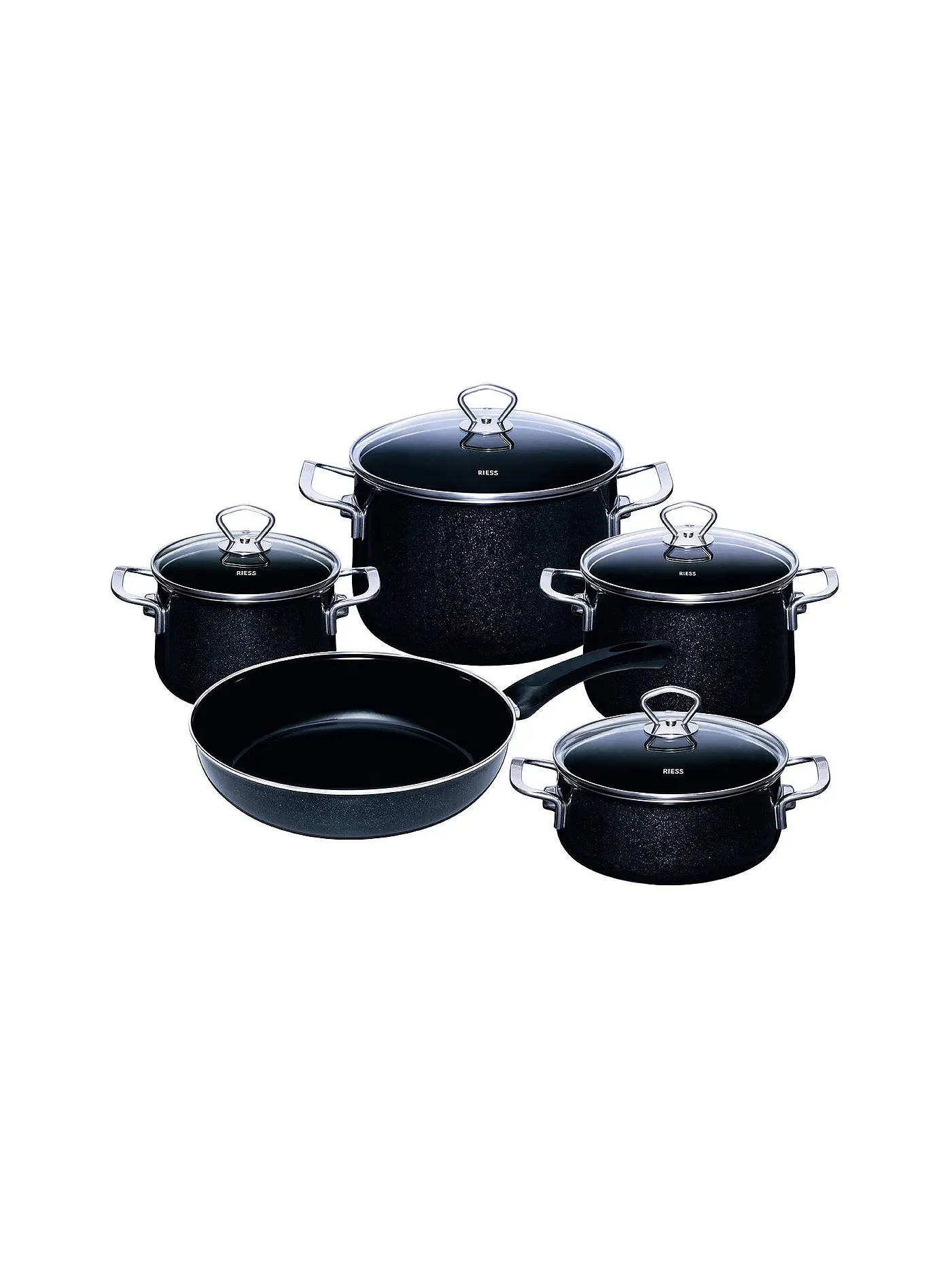 RIESS | Emaille Topf-Set 5-tlg. "Black Magic" | 